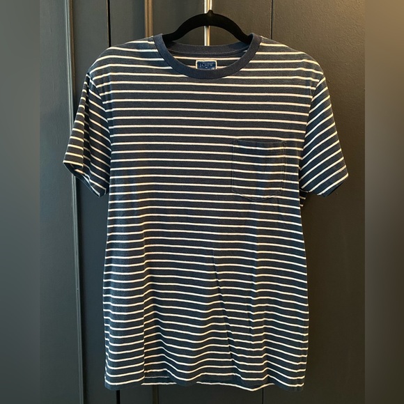 J. Crew Other - J. Crew - Navy & White Striped Short Sleeve Cotton Tee - Size M